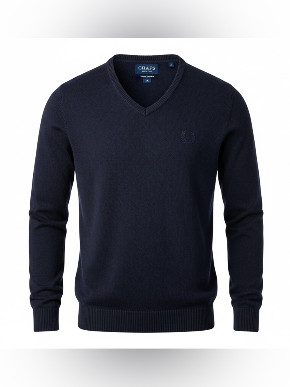 - Chaps Navy Blue Cotton-Cashmere V-Neck Sweater XXL